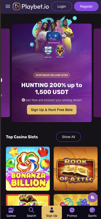 Playbet Casino Page
